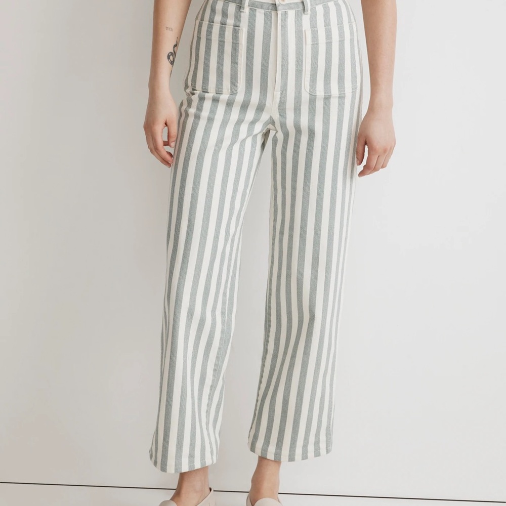 Emmett 2.0 Wide-Leg Crop Pants in Stripe: Patch-Pocket Edition 〰️ Madewell - Picture 2 of 3